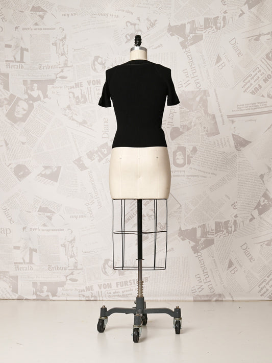 V-neck Black Knit Top - DVF Vintage