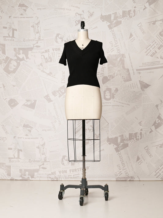 V-neck Black Knit Top - DVF Vintage