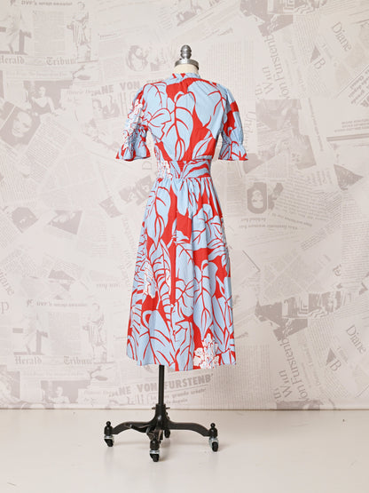 Puff Sleeve Floral Midi Dress - DVF Vintage