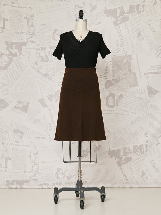 Brown Stretchy Wool Skirt - DVF Vintage
