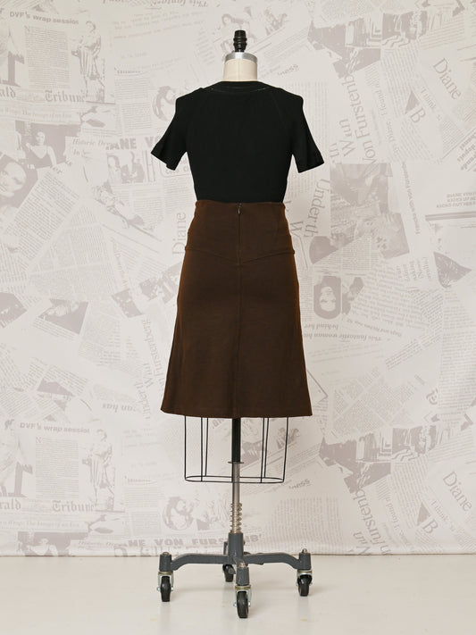 Brown Stretchy Wool Skirt - DVF Vintage