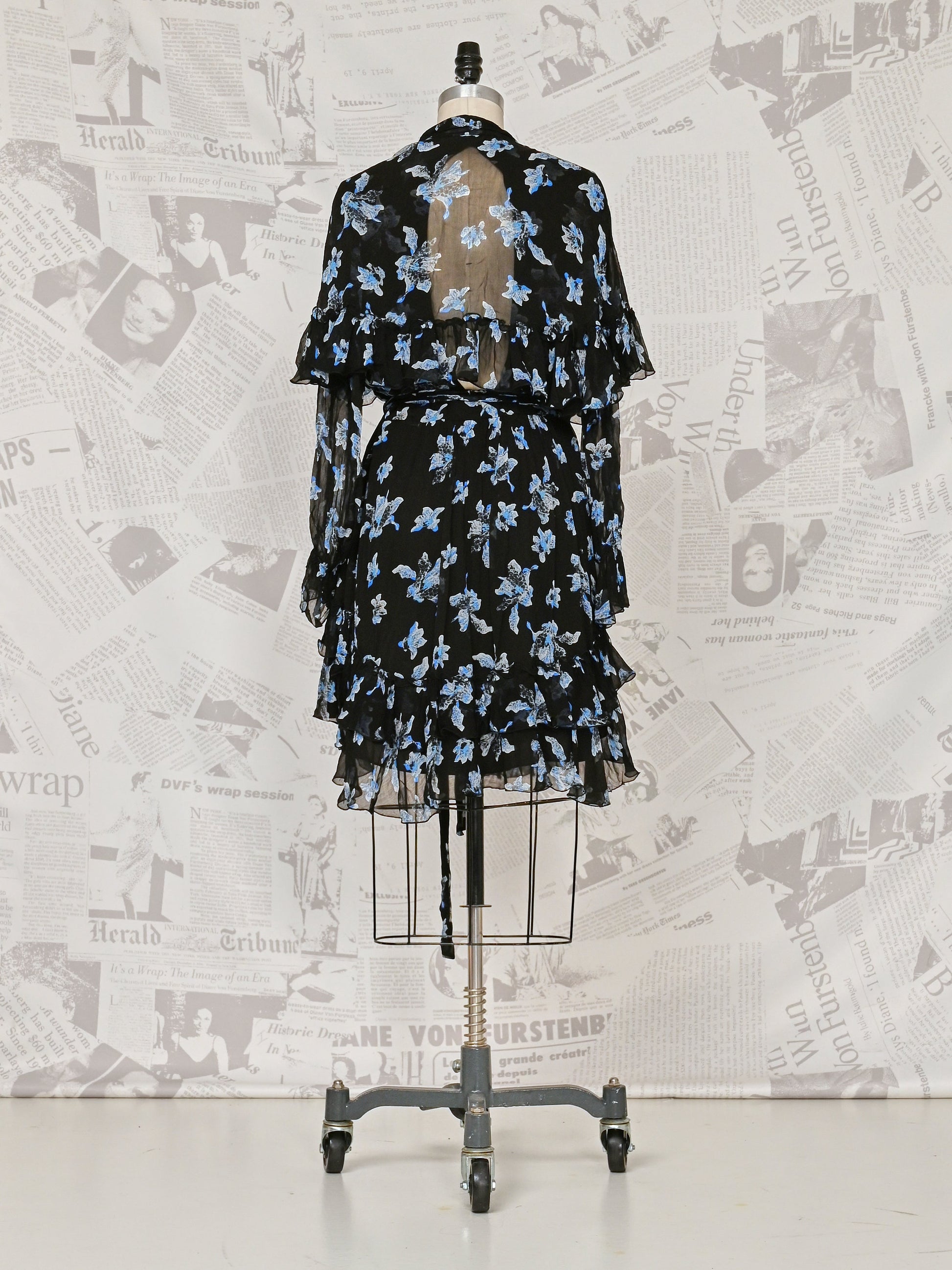Ruffled Black Wrap - DVF Vintage