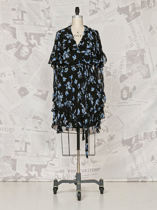Ruffled Black Wrap - DVF Vintage