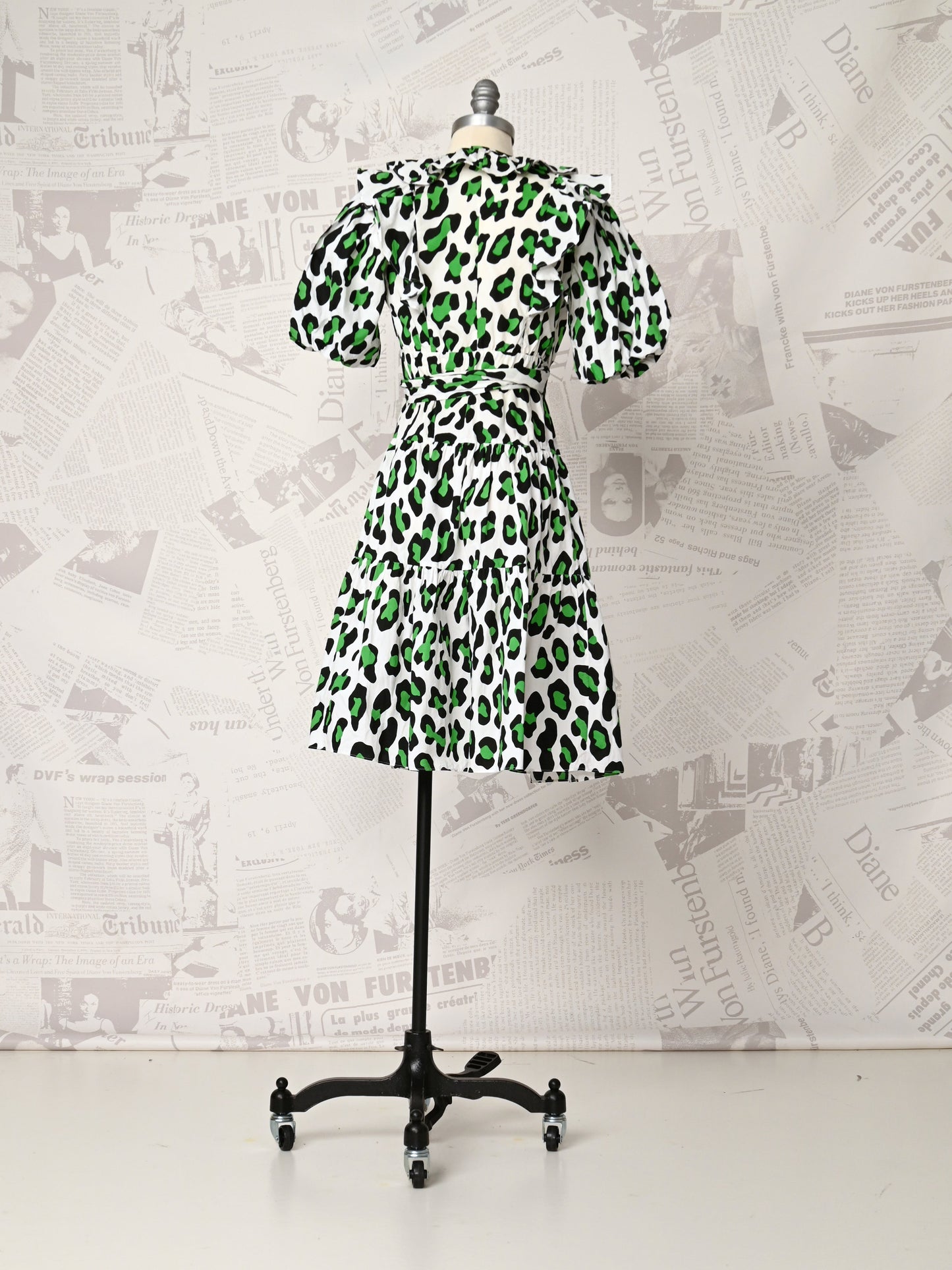 Leopard Puff Sleeve Mini Dress - DVF Vintage