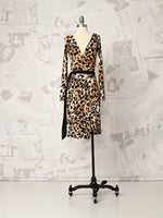Brown Patterned Wrap Dress - DVF Vintage