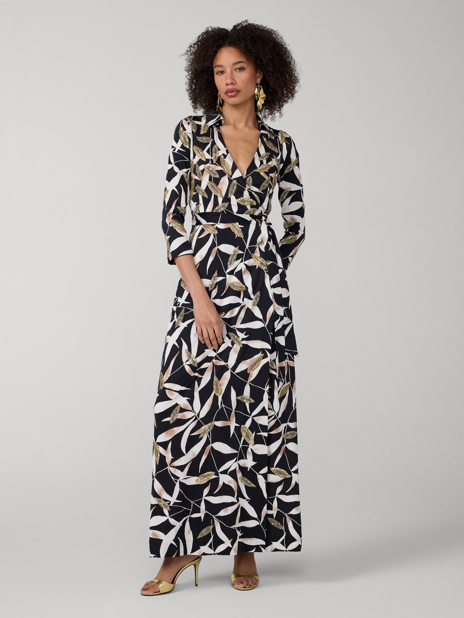 Abigail Maxi Embellished Wrap Dress