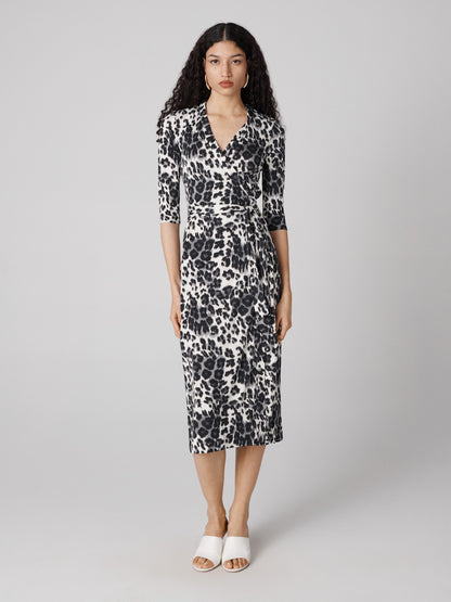 Abigail Silk Jersey Midi Wrap Dress