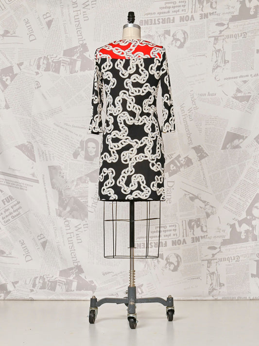 Silk Chain Print Dress - DVF Vintage